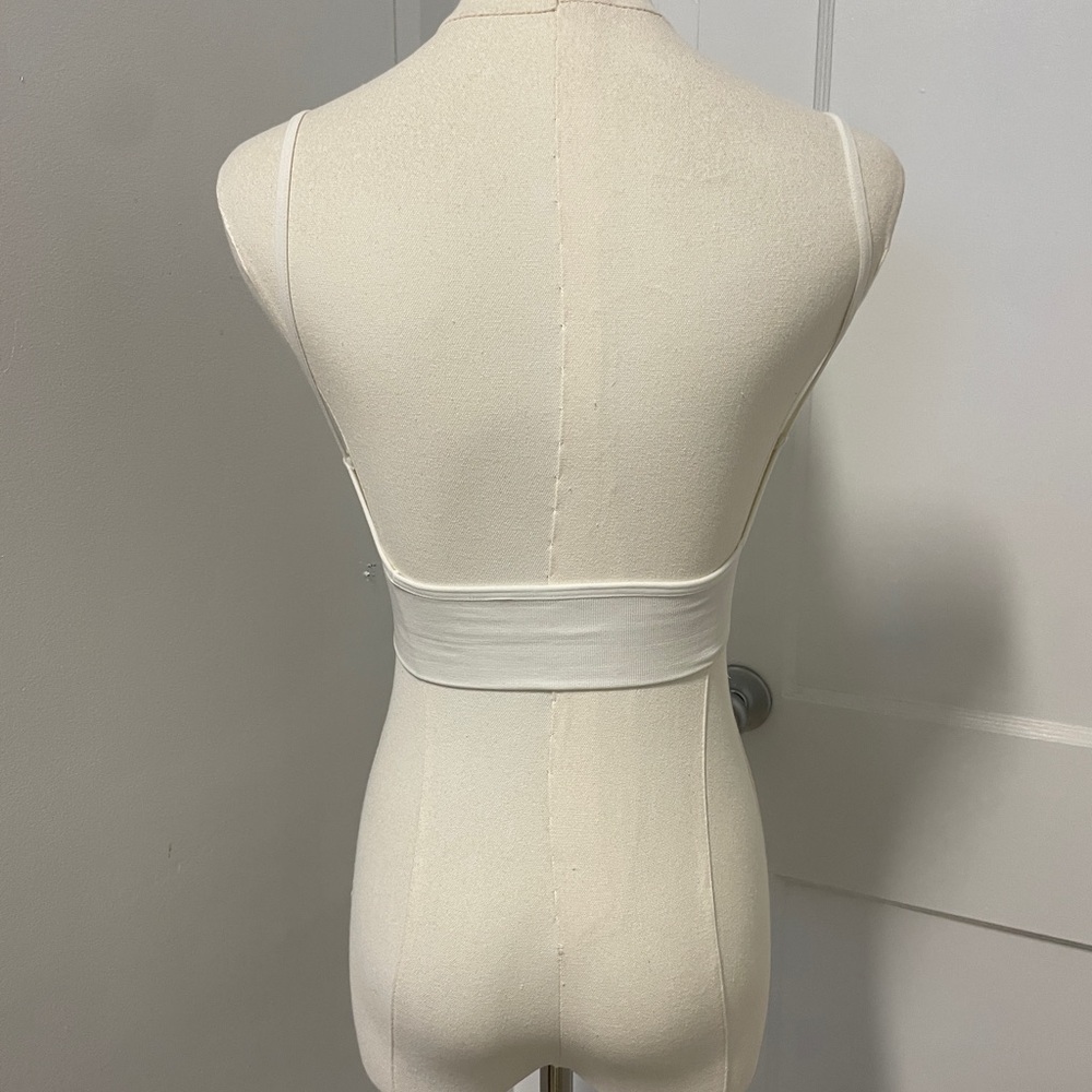 White Ribbed Crop Top/Bra - Picture 2 of 2